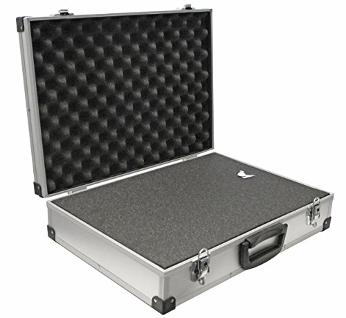 PeakTech 7265 – Estuche universal para dispositivos de medición, robusto estuche de aluminio, almacenamiento de herramientas, relleno de espuma, con cerradura, contra polvo, XL - 390 x 280 x 100 mm