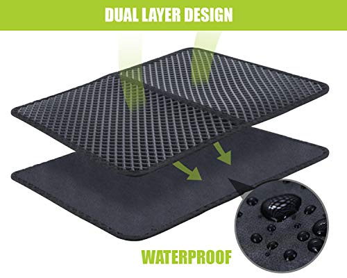 Pecute Estera de Arena para Gatos Impermeable Cat Litter Mat Alfombra de Basura Rascadores Litter Trapping Mat Doble Capa no Tóxico Antideslizante Plegable para Arenero Gatos 60 * 42cm