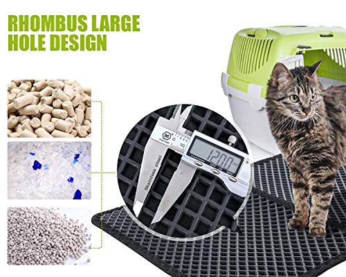 Pecute Estera de Arena para Gatos Impermeable Cat Litter Mat Alfombra de Basura Rascadores Litter Trapping Mat Doble Capa no Tóxico Antideslizante Plegable para Arenero Gatos 60 * 42cm
