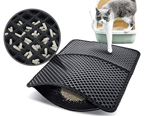 Pecute Estera de Arena para Gatos Impermeable Cat Litter Mat Alfombra de Basura Rascadores Litter Trapping Mat Doble Capa no Tóxico Antideslizante Plegable para Arenero Gatos 60 * 42cm