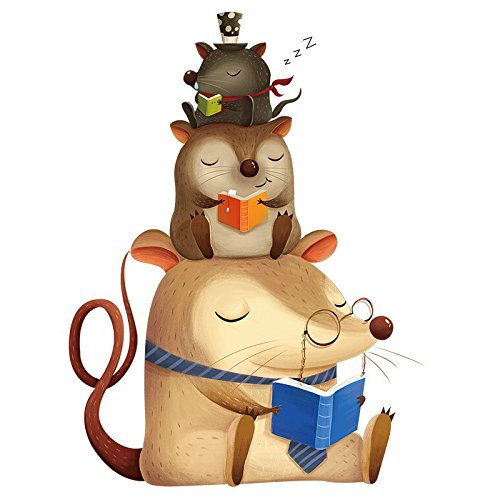 Pegatina animales lectores para paredes cristal ventanas .habitaciones niños salas lectura cabecero librerias caravanas consultas infantiles de CHIPYHOME