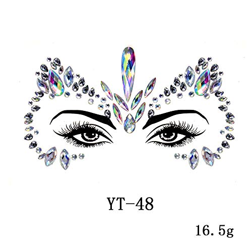 Pegatina para la cara con diamantes de imitación de diamante de ceja en forma de broca de resina de silicona para el medio ambiente, YT-52