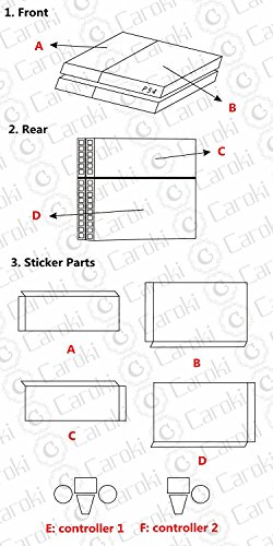 Pegatina para la cara de caroki de PS4 [2 pegatinas de controlador] pegatina para la piel de Sony Playstation 4 Console x 1 y controlador x 2