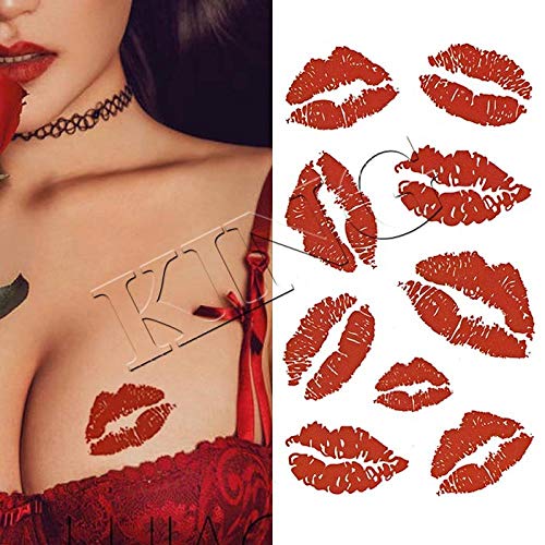 Pegatinas impermeables femeninas duraderas sexy labios rojos pegatinas pecho cara cubierta cicatriz tentación