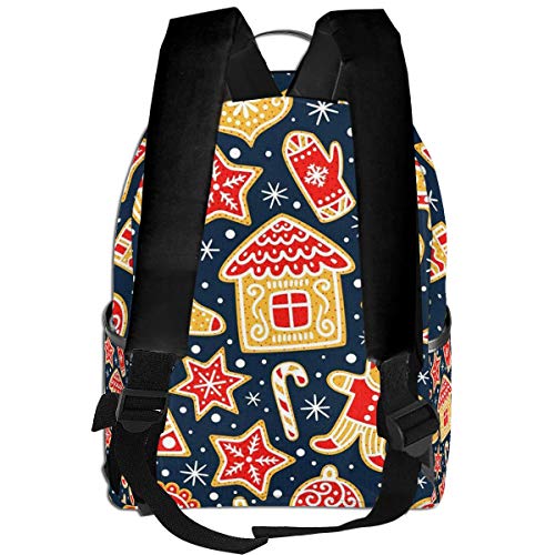 PEIGJH Mochilas Escolares Bolsa Daypack Mochila Tipo Casual para Niños y Niñas para Portátiles y Netbooks Galletas de Jengibre de Invierno de Navidad