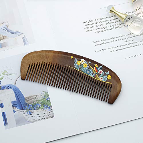 Peine de madera para mujeres, antiestático desenredante de bolsillo, para desenredar el cabello, peine para todo tipo de cabello