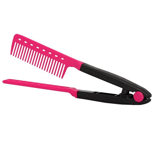 Peine en forma de V - TOOGOO(R)Peine de diseno en forma de V plegable para planchar el pelo de DIY de salon de pelo de belleza de color negro rojo rosado