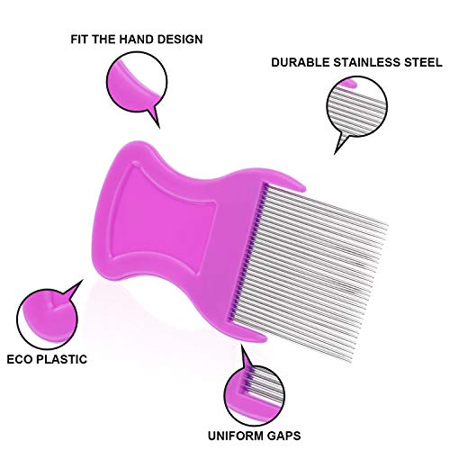 Peines para eliminar los piojos, de 6 piezas, incluye dientes de metal de 3 piezas, dientes de doble cara de 3 piezas para el aseo y la eliminación de escamas o piojos de caspa(Color A)