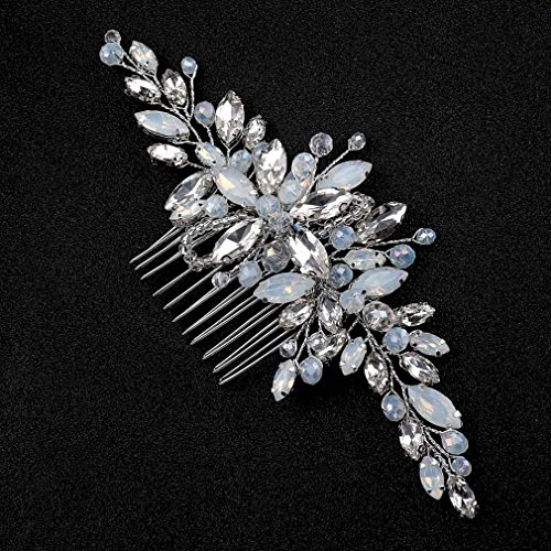 Peinetas para el pelo de novia de plata con diamantes de imitación para novia y accesorio para la cabeza para mujer