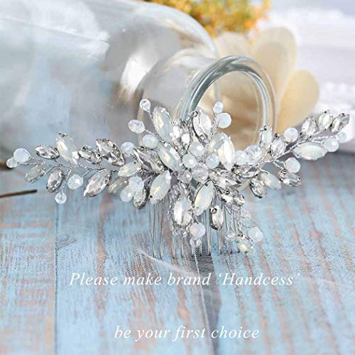 Peinetas para el pelo de novia de plata con diamantes de imitación para novia y accesorio para la cabeza para mujer