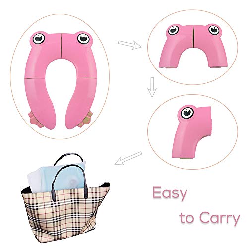 Pejoye Reductor WC Plegable, Asiento Inodoro Niños Material PP con 4 Almohadillas de Silicona Antideslizantes y 1 Bolsa de Transporte Evita la Propagación de Gérmenes