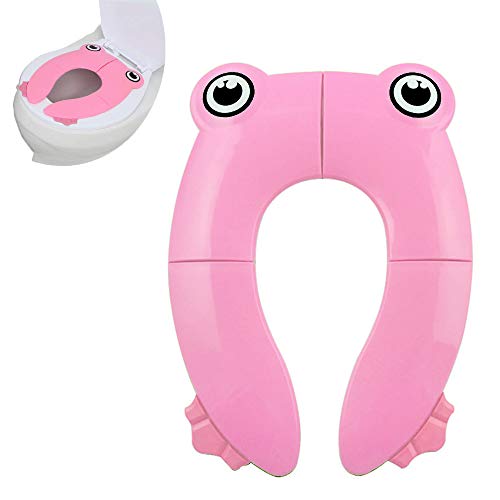 Pejoye Reductor WC Plegable, Asiento Inodoro Niños Material PP con 4 Almohadillas de Silicona Antideslizantes y 1 Bolsa de Transporte Evita la Propagación de Gérmenes