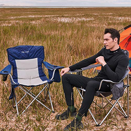 PELLIOT Silla de Pesca Plegable Ultraligera Silla de Camping Portátil Plegable con Reposabrazos 23.22 * 23.22 * 38.97inches (Gris)