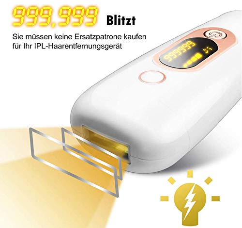 Pelo Dispositivo de eliminación de la depilación láser, IPL Equipo de eliminación de Pelo - depilación Permanente, Apto para la Cara y el Cuerpo para Las Zonas más sensibles 999,999Blitze