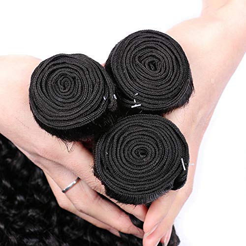 pelo humano rizado natural pelo humano brasileño cabello virgen brasileño extensiones de cabello color negro natural (100 +/-5g)/ pc 20 pulgadas