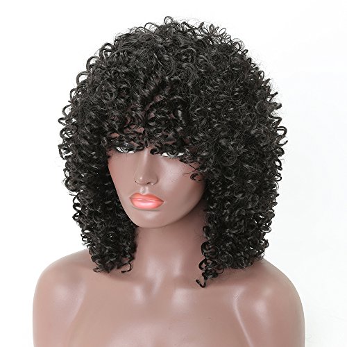 Peluca Afro Kinky de pelo sintético barato, larga, rizada, peluca negra de fibra resistente al calor para mujeres africanas y americanas