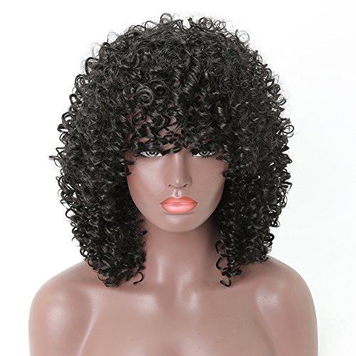 Peluca Afro Kinky de pelo sintético barato, larga, rizada, peluca negra de fibra resistente al calor para mujeres africanas y americanas