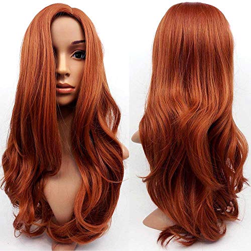 Peluca de cabello sintético para mujer, color caoba y jengibre, peluca de cabello largo y ondulado, de Tongxu.