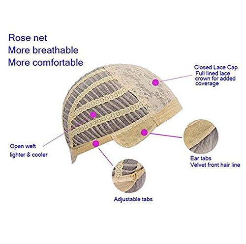 Peluca de pelo rubio, liso, altura media, de buena calidad, natural, completa, peluca para mujeres + casquillo