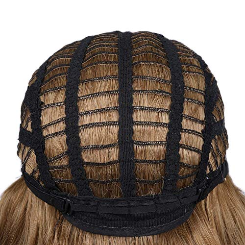 Peluca rubia Ombre para mujer, pelo largo, recto, raíz oscura, rubio, peluca sintética con gorro para el pelo