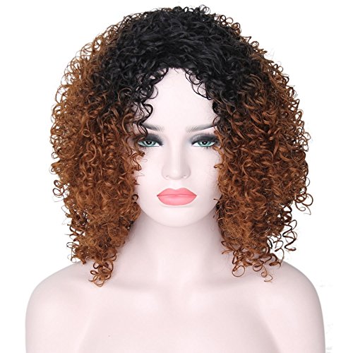 Pelucas de pelo rizado para mujeres negras, peluca rizada, pelucas afro rizadas, pelucas sintéticas onduladas y onduladas con brazaletes de 310 g (marrón)