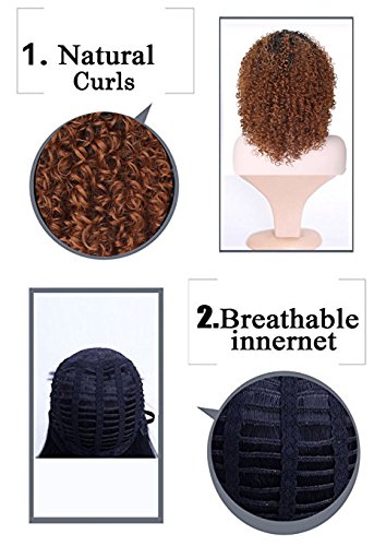 Pelucas de pelo rizado para mujeres negras, peluca rizada, pelucas afro rizadas, pelucas sintéticas onduladas y onduladas con brazaletes de 310 g (marrón)