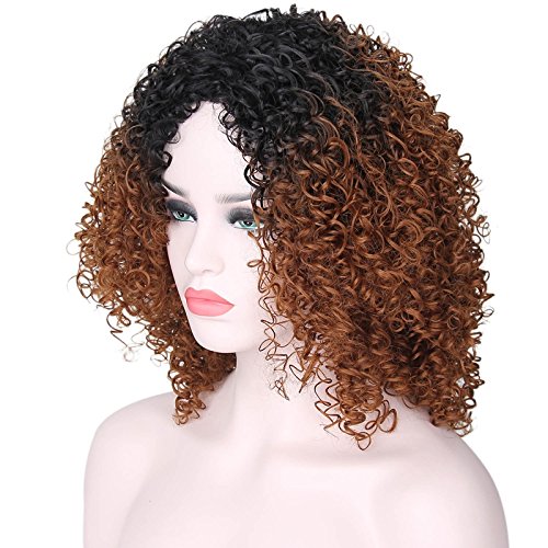 Pelucas de pelo rizado para mujeres negras, peluca rizada, pelucas afro rizadas, pelucas sintéticas onduladas y onduladas con brazaletes de 310 g (marrón)