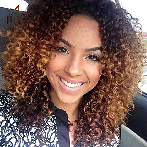 Pelucas de pelo rizado para mujeres negras, peluca rizada, pelucas afro rizadas, pelucas sintéticas onduladas y onduladas con brazaletes de 310 g (marrón)