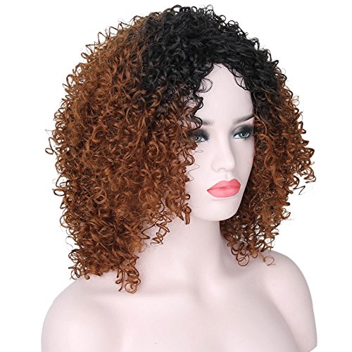 Pelucas de pelo rizado para mujeres negras, peluca rizada, pelucas afro rizadas, pelucas sintéticas onduladas y onduladas con brazaletes de 310 g (marrón)