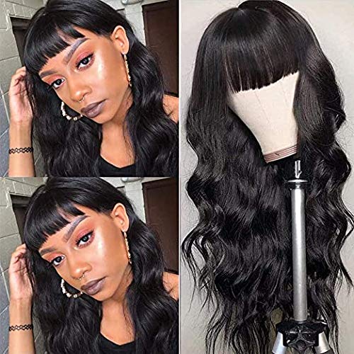 Pelucas humanas pelucas mujer pelo natural humano pelucas largas rizada human hair wigs onduladas pelucas de pelo humano remy 150% density pelucas con flequillo 20 inch