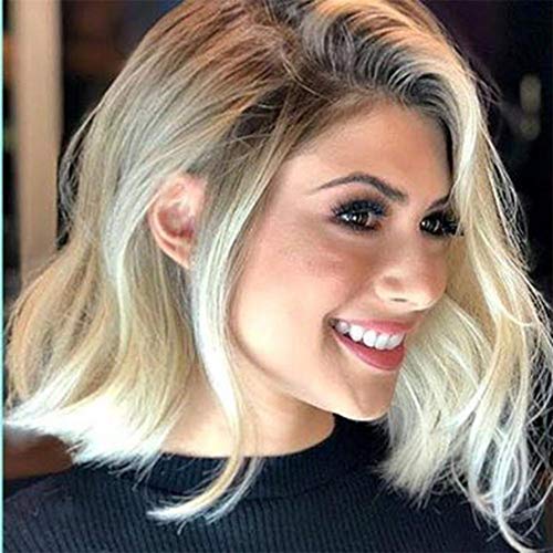 Pelucas Onduladas Rizadas Largas Gris,Sencillo Vida Pelucas Mujer Pelo Natural Blanca Gradiente Pelo Ondulado Rizado Disfraz Cosplay Disfraces Señora,Amarillo