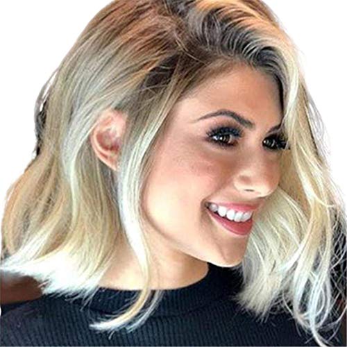 Pelucas Onduladas Rizadas Largas Gris,Sencillo Vida Pelucas Mujer Pelo Natural Blanca Gradiente Pelo Ondulado Rizado Disfraz Cosplay Disfraces Señora,Amarillo