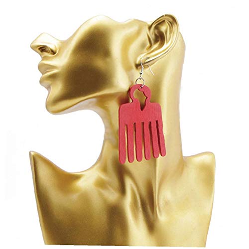 Pendientes Afrocéntrica 1 Par De Mujeres Con Forma De Peine Diseño De Madera Pendiente Geométricas Regalos De La Joyería Del Oído