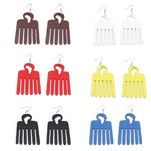 Pendientes Afrocéntrica 1 Par De Mujeres Con Forma De Peine Diseño De Madera Pendiente Geométricas Regalos De La Joyería Del Oído