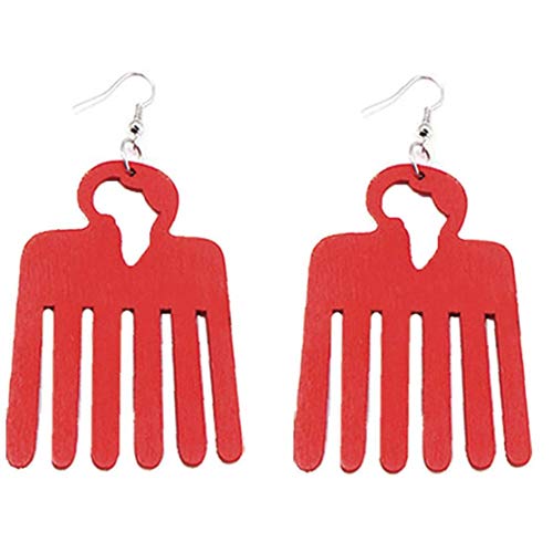 Pendientes Afrocéntrica 1 Par De Mujeres Con Forma De Peine Diseño De Madera Pendiente Geométricas Regalos De La Joyería Del Oído