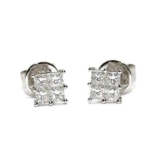 Pendientes de 0.75Cts de diamantes talla princesa. 6mm x 6mm. presión Never say never