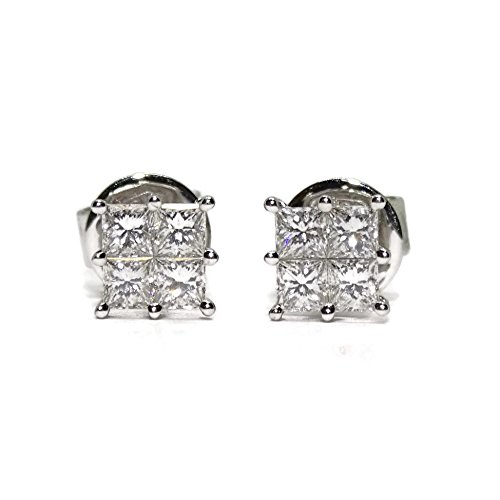 Pendientes de 0.75Cts de diamantes talla princesa. 6mm x 6mm. presión Never say never