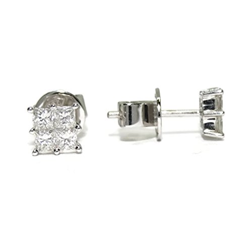 Pendientes de 0.75Cts de diamantes talla princesa. 6mm x 6mm. presión Never say never