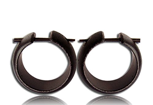 Pendientes de aro de madera de Chicnet, tallados a mano, redondeados, color marrón oscuro, 20 mm, de madera, unisex, de estilo tribal, para hombre y mujer