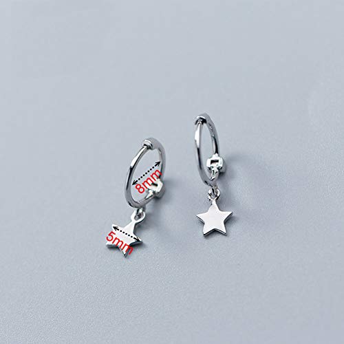 Pendientes de aro pequeños de plata de ley con colgante en forma de estrella pequeña para mujeres, adolescentes, niñas, cartílago, joyería bonita