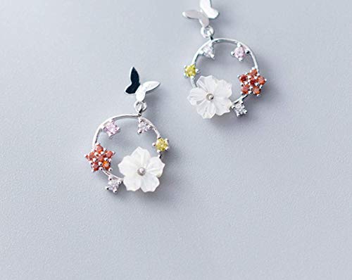 Pendientes De Cadena Para Mujer, Pendientes Hipoalergénicos De Plata De Ley 925, Falda Verde Y Diseño Combinado De Perlas