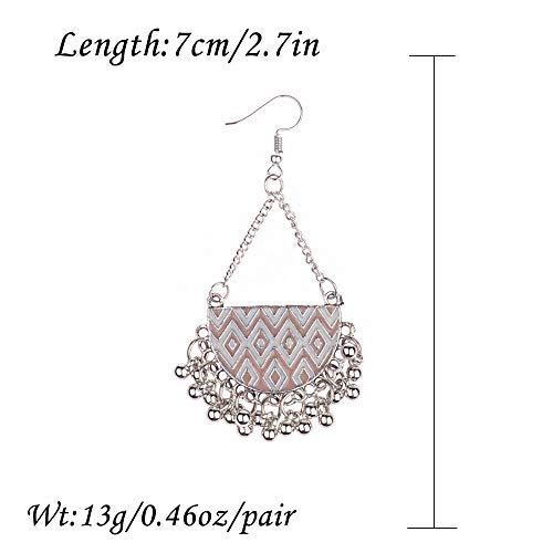 Pendientes De Mujer,Joyas Vintage Bohemio Patrón Ondulado Largo Negro Cosido Arete Colgante De Aleación Para Dama Moda Tendencia Exagerada Personalidad Temperamento Retro Línea Oído Ropa Accesorio