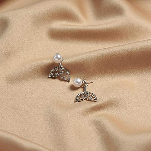 Pendientes de sirena de perlas para mujer Plata de ley 925 5A Cubic zircona propiedades características Pendientes Regalo Antiafilaxia