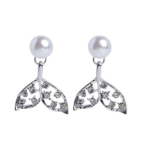 Pendientes de sirena de perlas para mujer Plata de ley 925 5A Cubic zircona propiedades características Pendientes Regalo Antiafilaxia