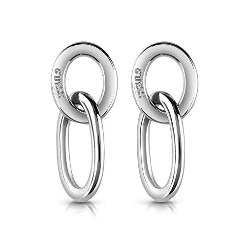 Pendientes Guess Never Without Ube28082 Acero Inoxidable Quirúrgico Eslabón Chapado Rodio Presión