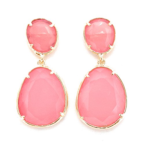 Pendientes Largos Mujer Bisutería Pendientes Elegantes de Fiesta Boda, Rosa