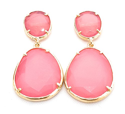 Pendientes Largos Mujer Bisutería Pendientes Elegantes de Fiesta Boda, Rosa