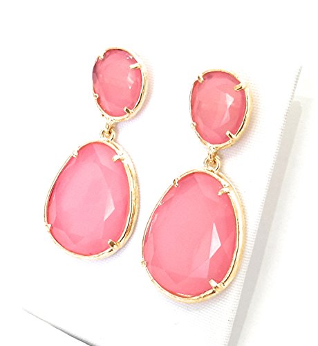 Pendientes Largos Mujer Bisutería Pendientes Elegantes de Fiesta Boda, Rosa