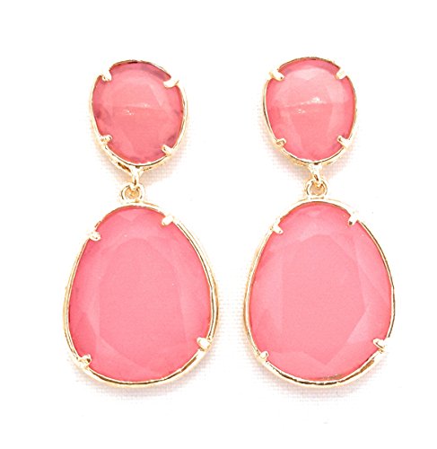 Pendientes Largos Mujer Bisutería Pendientes Elegantes de Fiesta Boda, Rosa