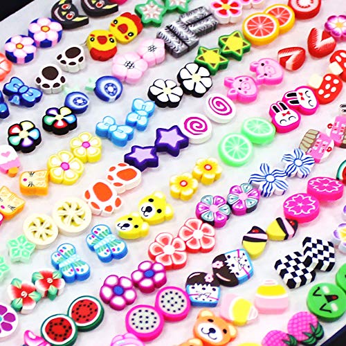 Pendientes Para Niñas, PTNeu Exquisitos Aretes Múltiples con Joyero, Pendientes Hipoalergénicos, Juego de Aretes de Temperamento Simple, Adecuado Para Mujeres y Niñas, 100 Pares